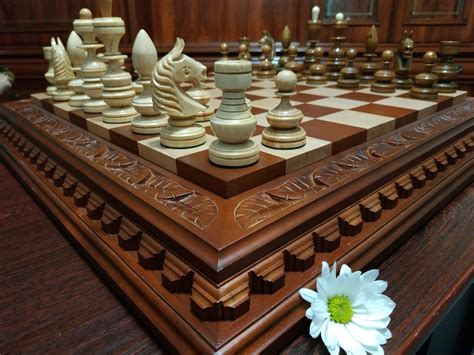 225 00 Wooden Chess Set Custom Engraving Chess Board Chess Pieces Wood