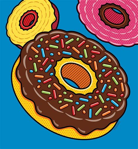 Doughnuts On Blue By Ron Magnes Pop Art Food Pop Art Painting Pop Art