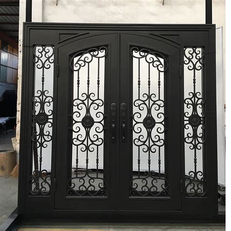 Luxury Villa Front Entry Wrought Iron Door With Sidelight Buy Wrought