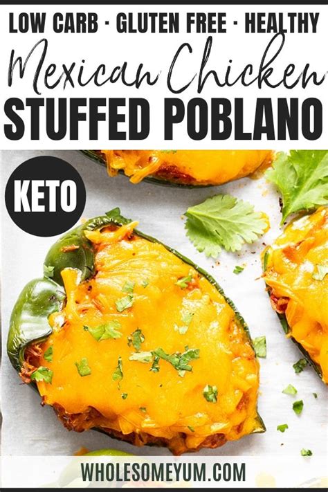 Bake the bell peppers for 30 minutes in the preheated oven. Keto Mexican Cheese & Chicken Stuffed Poblano Peppers ...