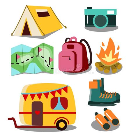 set of camping stickers travel vector illustration stock vector illustration of backpack