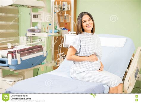 Pregnant Woman In A Hospital Bed Stock Image Image Of Pregnancy
