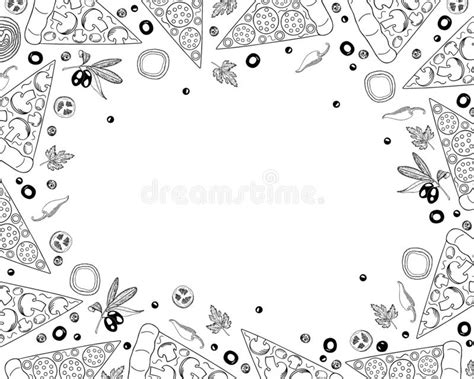Pizza Background In Doodle Style Stock Vector Illustration Of