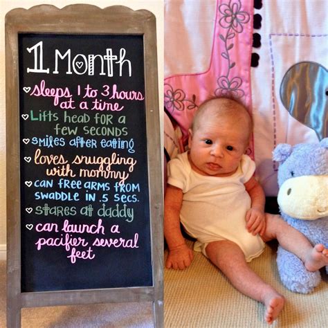 1 Month Baby Chalkboard Baby Month By Month Baby Milestone Photos