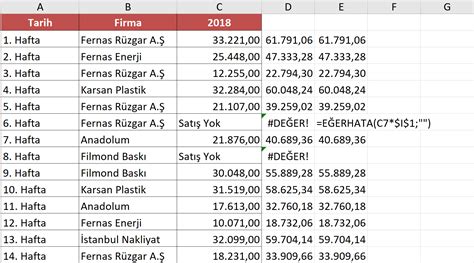 Excel De Er Hatalar Gizlemek E Erhata I Levi Kullan M