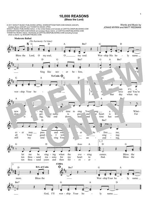 (p) (c) 2012 sixstepsrecords/sparrow records. Matt Redman - 10,000 Reasons (Bless The Lord) sheet music