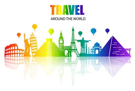 Colorful Rainbow Famous World Landmarks Around The Globe Important