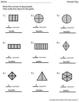 This page offers free printable math worksheets for second (2nd) grade and kindergarten levels. Fractions Practice 2 Worksheets Go Math Third Grade Lesson 8.1 | TpT