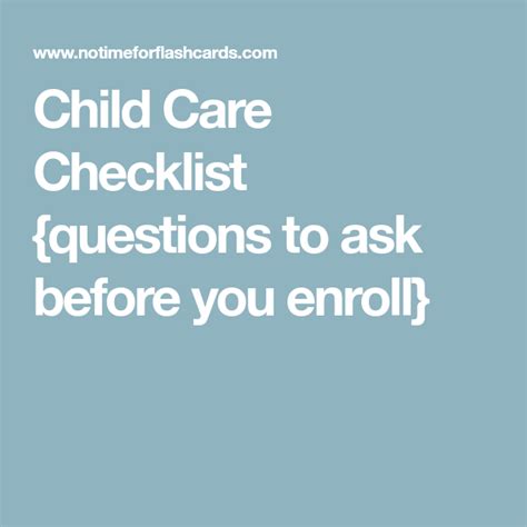 Child Care Checklist Questions To Ask Before You Enroll This Or