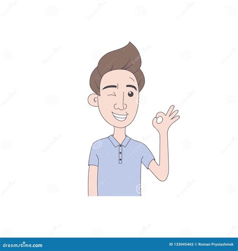 Man Showing Ok Gesture A Young Man Smiles With Giving Okay Sign Hand