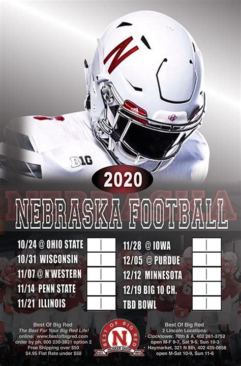 2020 Nebraska Legacy Schedule Poster