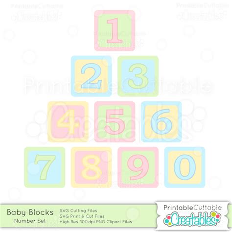 Baby Blocks Number Set Svg Cut Files And Clipart