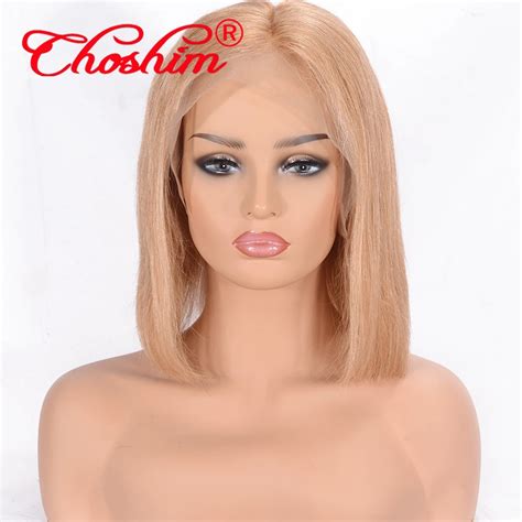 Brazilian Straight Honey Blonde Lace Front Wigs Remy Human Hair Inches Medium Length Bob