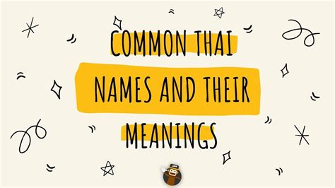 Common Thai Names And Their Meanings Youtube