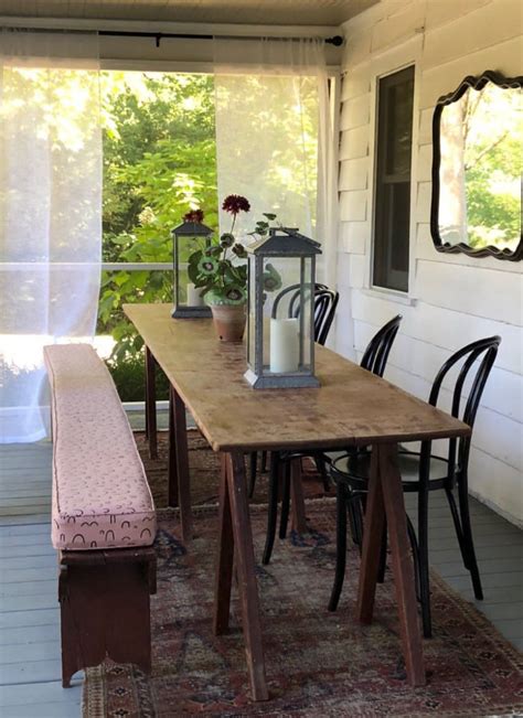 Back Porch Ideas Rustic Dining Table Outdoor Tables Outdoor Decor