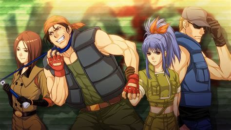 leona heidern whip ralf jones and clark still the king of fighters and 1 more drawn by