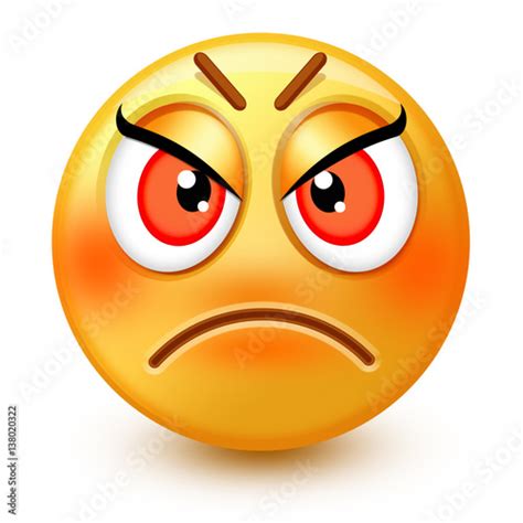 Cute Anamused Face Emoticon Or 3d Angry Emoji Showing Anger Or