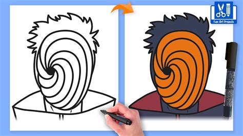 How To Draw Tobi Obito From Naruto Draw Anime Characters Step By