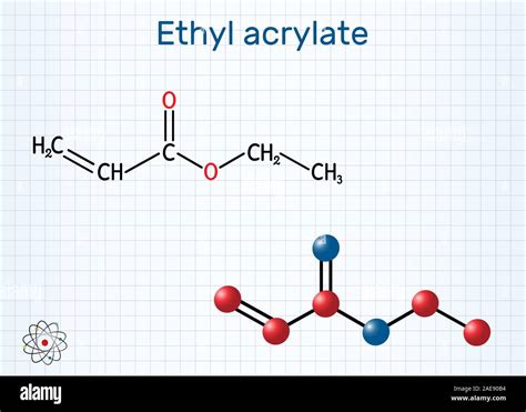 Ethyl Acrylate Molecule Structural Chemical Formula And Molecule Model