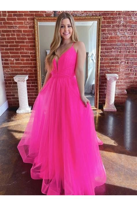 pink tulle prom dress prom dresses long pink strapless dress formal prom gown hot pink
