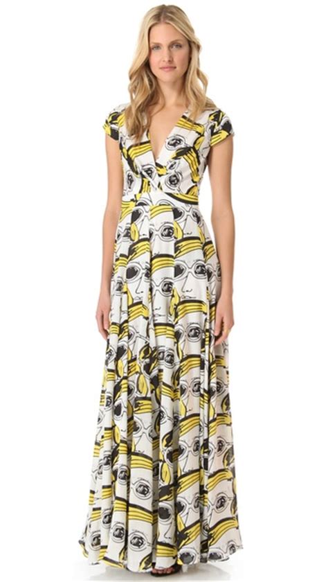 Issa Short Sleeve Maxi Dress In Yellow White Lyst