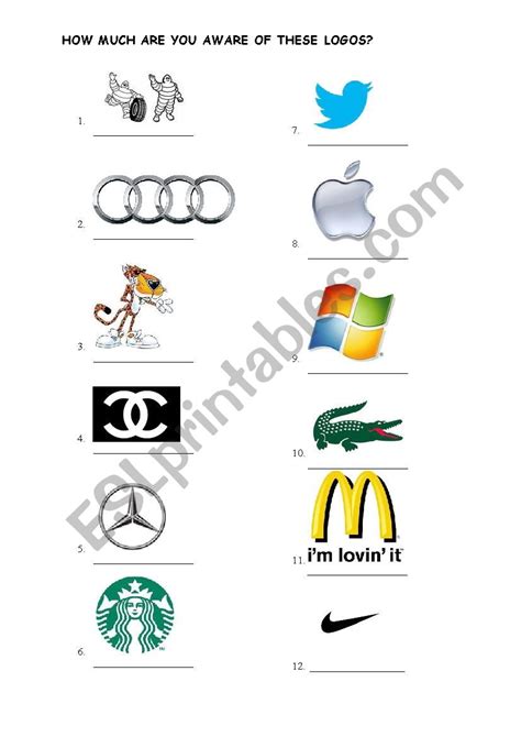 Famous Logos Esl Worksheet By 8moon5