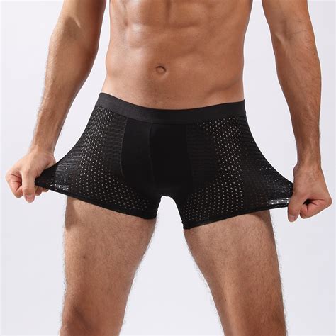 Buy Mesh Underwear Silk Hollow Boxers Male Sexy