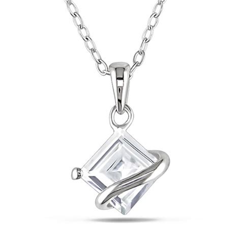 Shop Miadora Sterling Silver Created White Sapphire Necklace Free