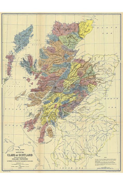 Clan Map of Scotland; Reproduction of Antique 1899 Map | eBay