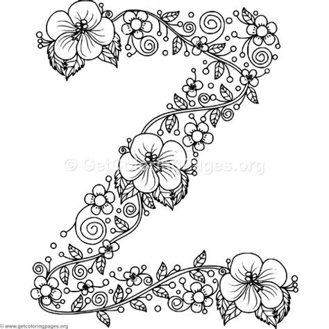 Free To Download Floral Alphabet Letter Z Coloring Pages Coloring
