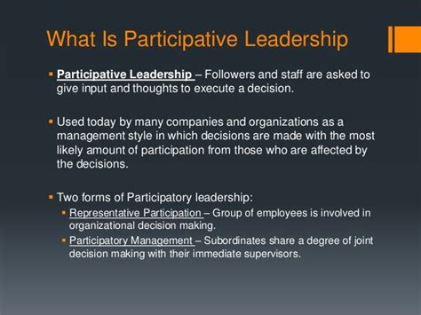 Whether you're in a management position or leading a project, leadership skills require you to motivate others to complete a series of tasks, often according to a schedule. Participative leadership theory