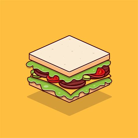 Sandwich Cartoon Vector Flat Design Illustration 7934064 Vector Art At