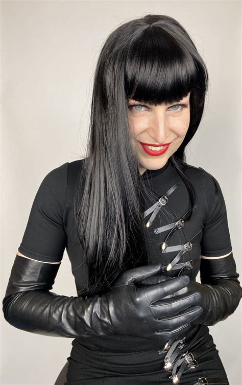tessa gemini in black leather opera gloves and blackmilkclothing in 2023 leather mistress