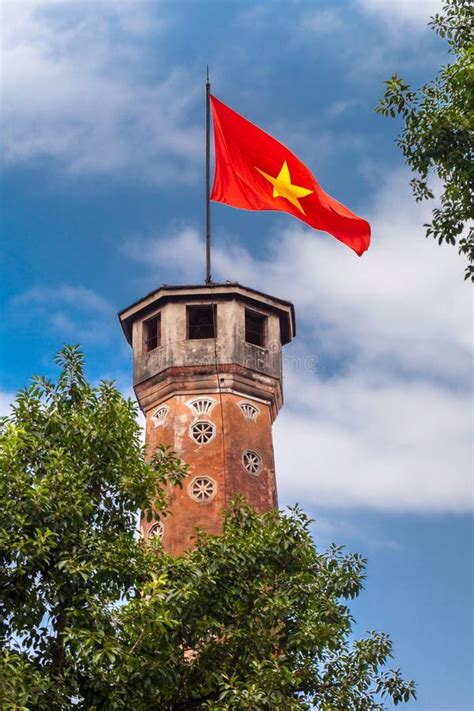 Hanoi Landmarks Hanoi Flag Tower With Vietnamese Red Flag On Top Stock