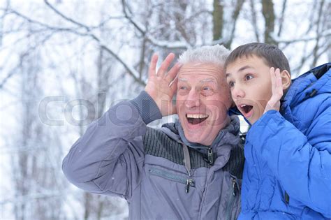 Grandfather With Grandson Together Stock Image Colourbox