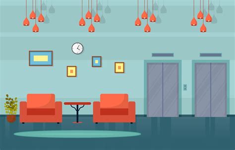 Modern Hotel Lobby With Furniture Illustration 2035570 Vector Art At