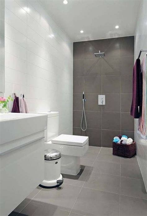 Want to beautify your bathroom? Natural small bathroom design with large tiles | Small ...