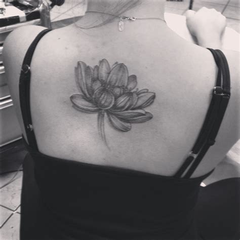 Black And Grey Lotus Flower Tattoo
