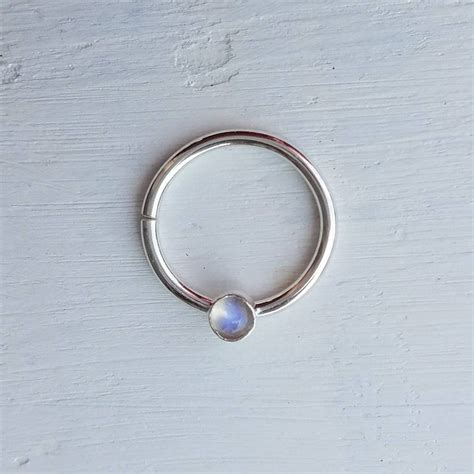 Rainbow Moonstone Septum Ring Daith Piercing Etsy Cute Septum Rings Septum Ring Silver