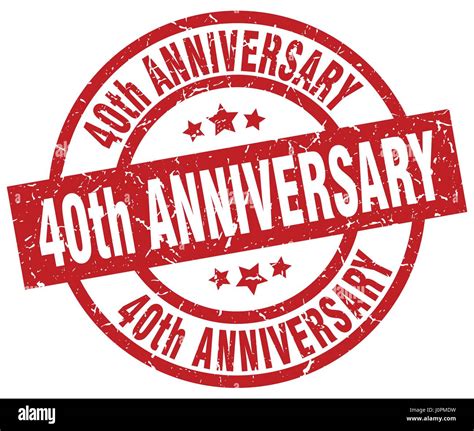 40th Anniversary Round Red Grunge Stamp Stock Vector Image And Art Alamy