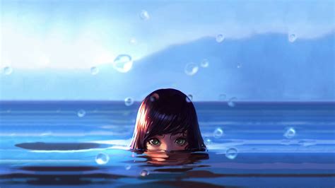 Women Water Drops Green Eyes Wet Wallpaper Hd Anime Wallpapers K Wallpapers Images Backgrounds