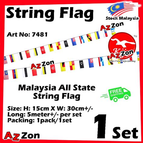 6inch X 12inch Nylon All State 15pcs Bendera Negeri Malaysia String