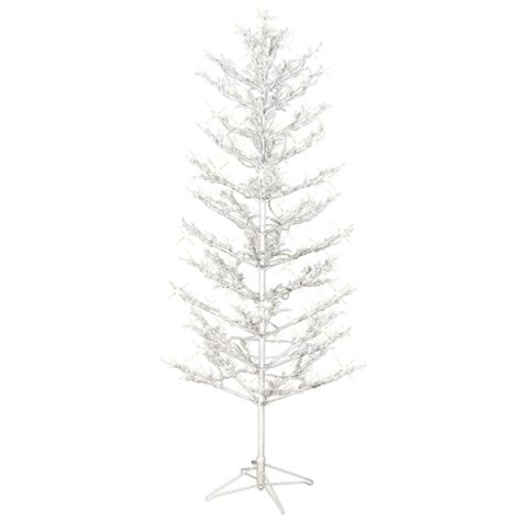Ge 7 Ft Winterberry Pre Lit Twig Slim White Artificial Christmas Tree