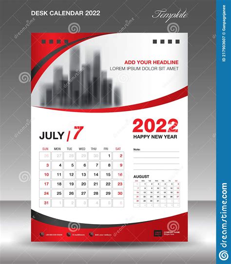 Desk Calendar 2022 Template July Month Design Wall Calendar Design