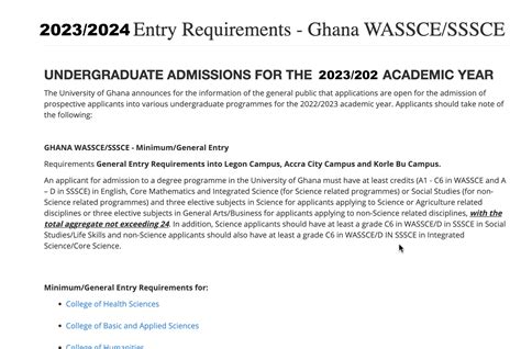 University Of Ghana Ug Admission Requirements 20232024