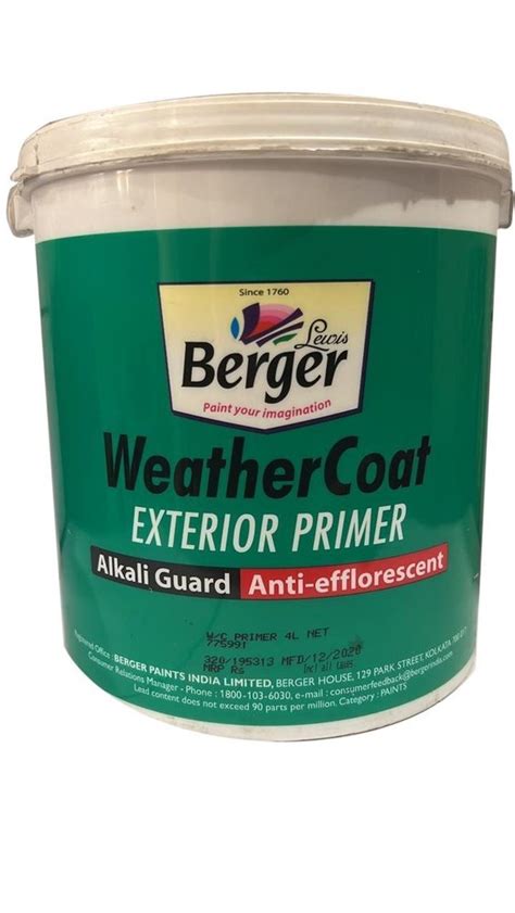 20l Berger Weather Coat Exterior Primer 4 Ltr At Rs 685bucket In