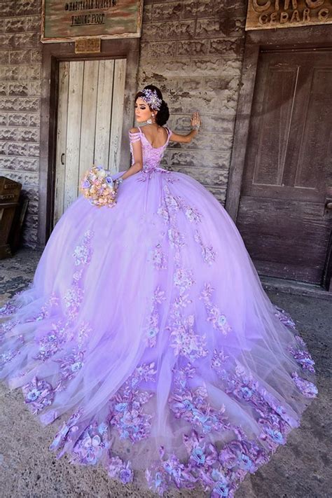 Light Purple Appliques Off The Shoulder Quinceanera Dresses Ball Gown Formal Prom 2022 Lace Up