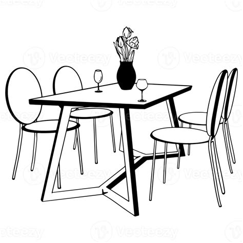 Free Dining Table Outline Hand Drawn Outline Illustration Kitchen