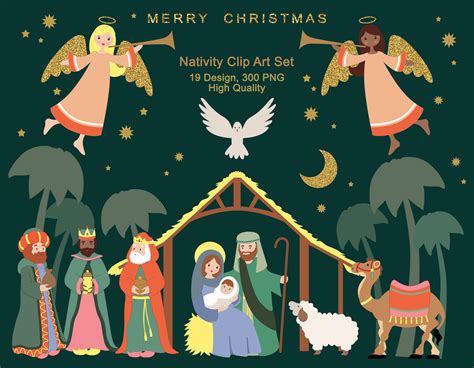 Nativity Set Clipart Christmas Clipart Nativity Scene Lds Etsy