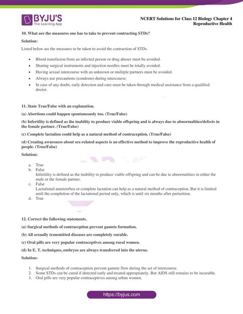 ncert solutions for class 12 biology chapter 4 reproductive health